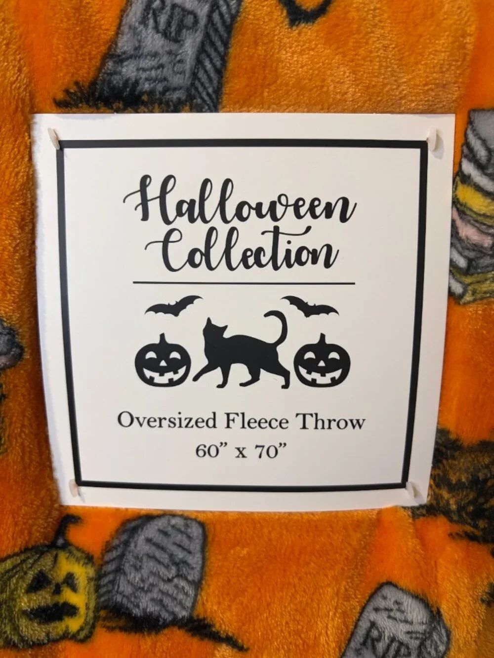 Halloween Ghost Reading Books Campfire Orange Fleece Throw Blanket 60x70 NWT